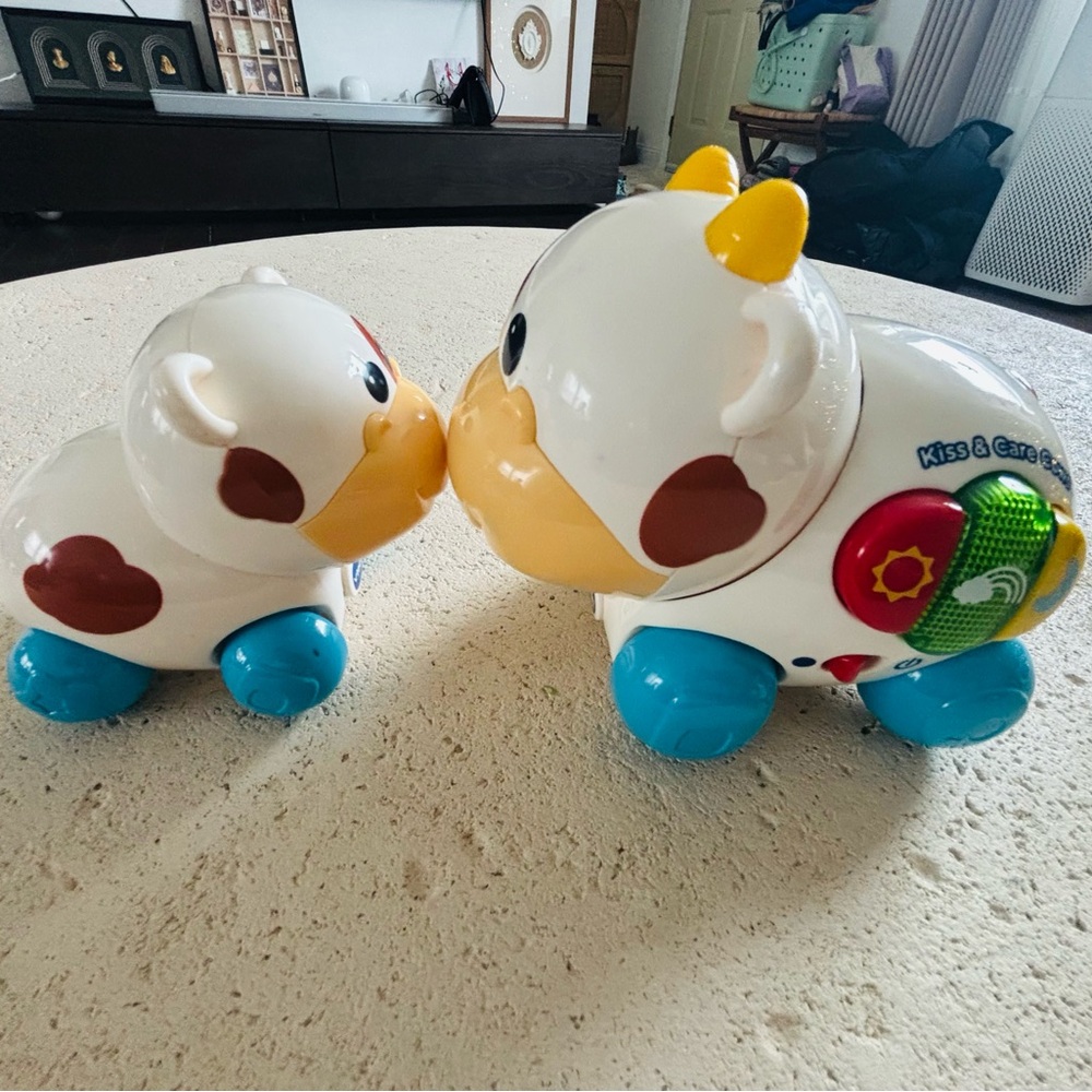 Interactive Cow Toy Set - White and Blue